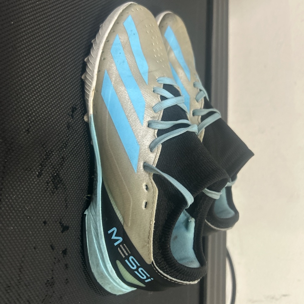 Adidas Silver and Blue Sneakers Modern Streamlined Design